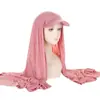 Novo Chapéu Cachecol Feminino Cor Sólida Estilo Transfronteiriço com Aba, Chapéu Cachecol de Puxar Versátil