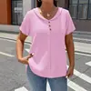 Moda Femenina Primavera/Verano 2026 Amazon Wish Transfronterizo Nuevo Estilo Europeo y Americano Color Sólido Botón Moda Top de Manga Corta para Mujer