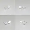 Pendientes Asimétricos Minimalistas Geométricos Plateados Estilo Coreano para Mujer, Pendientes de Corazón y Estrella, Aros Lisos Pendientes de Moda al por Mayor