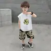Conjunto de Verano sin Mangas Bordado para Niños 2026 Nuevo Estilo Chaleco Deportivo Atractivo para Niños Conjunto de Dos Piezas para Ropa de Niños de Edad Media y Mayor