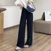 Pantalones de Lino Ligero y con Caída Duoni Viento Fresco / Pantalones de Pierna Ancha Minimalistas de Cintura Estrecha Lino Resistente a las Arrugas Caída Fluida Casuales para Verano