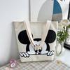 Bolso de hombro portátil de estilo coreano de gran capacidad, estilo perezoso, bolso de compras, bolso de lona artístico simple y lindo, mochila escolar para mujer