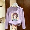 Camiseta Básica Infantil Cartoon Primavera e Outono 2026 para Meninas, Nova Camiseta de Manga Longa Estilosa Versão Coreana para Meninas