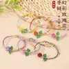 2026 Novo Modelo Pulseira de Flor Rosa Iridescente Ajustável Fashionável Versátil Corda Trançada Multicolorida Corda de Segurança para Pulseira