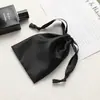 Bolsa de armazenamento para máscara de dormir de seda sintética, bolsa de tecido, bolsa com cordão de seda sintética acetinada, armazenamento de cosméticos estilo simples