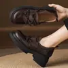 Mocasines de plataforma estilo británico retro para mujer, nueva colección otoño/invierno 2026, zapatos sin cordones con tacón grueso, punta redonda y diseño de patchwork