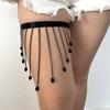 Vestido de bambú para mujer, cadena para el muslo, colgante con borla, cadena para el cuerpo, anillo para el muslo, moderno cristal negro P0320