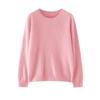 Suéter de mujer de otoño e invierno con cuello redondo, color sólido, suéter de lana tirada, suave, ceroso, color sólido, elegante, suéter simple de moda.
