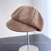 Chapéu Octogonal de Lã com Orelhas de Gato Personalizado para Mulheres Outono Inverno Versátil Afina o Rosto Chapéu Estilo Newsboy Cor Sólida Temperamento Quente Chapéu com Bico de Pato