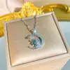Colar de Aço Titânio Lua Unicórnio Criativo Novo Mais Vendido da Amazon Feminino Cravejado Zircônia Diamante Completo Corrente Clavicular Joia