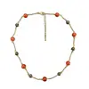 Cadena para Clavícula Estilo Retro Angora Rojo Original Nuevo Collar de Ágata Roja Collar de Lujo Ligero de Alta Gama para Mujer