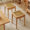 Banco nórdico de madeira rattan, banco quadrado empilhável para uso doméstico, banco de jantar de espera para restaurante, mesa de jantar simples, cadeira alta