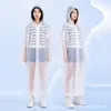 Impermeable de EVA, estilo portátil para adultos, moderno, engrosado, transparente, longitud extendida, poncho de lluvia de una sola pieza, al por mayor, con capucha y cordón