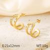 Pendientes sencillos y versátiles de acero inoxidable chapados en oro de 18 quilates con forma de C y doble diamante, en forma de U, para mujer.