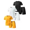 Nova Moda Masculina Manga Curta Liso Casual Shorts de Manga Curta Conjunto de Três Peças Verão Camiseta Secagem Rápida Roupa