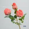 Rosa Artificial de 3 Cabezas en un Solo Tallo con Textura Realista para Decoración Floral de Salón de Bodas, Decoración Suave para Entrada, Recepción, Escaparate y Montaje de Stands