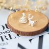 S925 brincos de prata esterlina escovado árvore de Natal brincos alce simples assimétrico pequeno chifre brincos feminino E1749