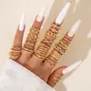 Conjunto de Anéis Femininos Cruzados Criativos Simples de Temperamento Anéis Empilháveis Ajustáveis Abertos com Pedras Strass Inlaid de Alta Qualidade