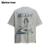 Camiseta de manga corta con cuello redondo y estampado retro de dibujos animados de estilo americano para hombre y mujer, estilo vintage holgado de marca de moda de verano para parejas.