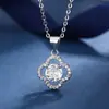 Xiaohongshu Kuaishou Douyin Celebridade da Internet Transmissão Ao Vivo Colar Banhado a Prata Pedra de Alto Carbono Diamante Quadrado Gota d'Água Formato Pera Pingente Feminino Atacado
