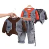 Conjunto Nuevo de Primavera y Otoño para Niños 2026, Sudadera con Cuello Redondo de Patchwork Estilo Coreano para Niños, Conjunto de Dos Piezas para Bebé de Otoño al por Mayor