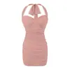Vestido Bandeau Sexy de Malha Plissada Justo para Mulheres 2026 Outono Puro Desejo Bodycon Justo Saia Curta