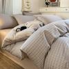 Algodón Puro 2025 Nuevo Juego de Cama de Cuatro Piezas Funda de Edredón a Cuadros de Algodón Puro Sábanas Ropa de Cama para Dormitorio de Primavera y Otoño