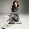Conjunto de Yoga Moderno para Mujer: Conjunto de Dos Piezas de Yoga Ajustado de Manga Larga con Cuello Alto Adelgazante y Cintura Alta Elástica