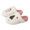 Chinelos de algodão de Natal para mulheres, novo estilo outono/inverno 2026, quentes, fofos, versáteis, com base adesiva e forro de pelúcia