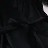 Bata de Noche de Terciopelo Cálido de Punto con Plumas Estilo Europeo y Americano para Mujer, Cardigan Bata Negra de Manga Larga para Uso en Casa