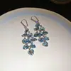 Aretes de Borla de Corazón de Vidrio con Circonita Estilo Bosque, Súper de Ensueño, Dulces, Lujo Ligero, Aretes de Alta Gama, Accesorios de Oreja Versátiles y Elegantes para Mujer