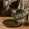 Conjunto de Pratos Esmaltados em Forno Estilo Japonês para Uso Doméstico, Pratos de Cerâmica, Travessas Grandes, Canecas, Louça Vintage Atacado