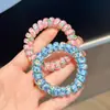Novo Estilo de Verão Elástico de Cabelo Tipo Fio de Telefone com Delicados Padrões Florais, Elástico de Cabelo Tipo Fio de Telefone Estilo Hyuna para Mulheres, Scrunchie Simples para Rabo de Cavalo Alto
