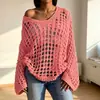 Camisa Sexy de Punto Hueco con Protección Solar, Nueva Prenda de Punto Transfronteriza para Vacaciones para Mujer, Cubre Traje de Playa Primavera/Verano para Mujer