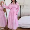 Vestido de Verano 2026 Nuevo Transfronterizo para Mujer Vestido Plisado de Color Sólido con Cuello en V Estilo Retro Francés Fresco para Mujer