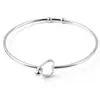 Pulsera de Corazón Redonda de Alambre de Acero Inoxidable Minimalista de Moda Transfronteriza Europea y Americana Tejida a Mano de Acero de Titanio Abierta Sin Decoloración