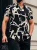 Camisas de Verano para Hombre con Patrón Geométrico 3D Moda Casual Camisa con Estampado Digital Manga Corta para Hombre