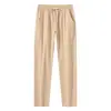 Pantalones Deportivos de Ocio para el Hogar de Estilo Europeo y Americano Transfronterizos para Hombre de Algodón Transpirable de Color Sólido Holgados Modernos de Algodón y Lino