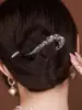 Clip de pinza de una palabra de taladro de diamante de circón negro de metal de alta gama, clip de torsión en forma de 8, pasador para recogido en la parte posterior de la cabeza, accesorio para el cabello de temperamento