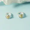 Pendientes de botón de margarita Pendientes de botón coreanos para mujer Flor pequeña Girasol Temperamento fresco Estilo bosque Personalidad Versátiles Colgantes para orejas Pendientes simples de celebridad de internet