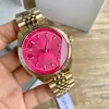 Reloj Emperatriz Viuda Nuevo para Mujer Oro Rosa Azul Hielo Fruta del Dragón Cereza Correa de Acero Esfera Pequeña Correa de Acero Reloj para Mujer Envío Directo