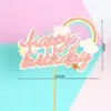 Decoración de Pastel Horneado Globo Arcoíris Vela Sol Estrella Tarjeta de Pastel Feliz Cumpleaños