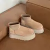 Botines Cortos Gruesos de Suela Gruesa Estilo Coreano Invierno 2026 Forrados de Piel Elásticos Casuales Engrosados Cálidos Botas de Nieve para Mujer
