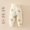 Pantalones Cálidos para Bebé Otoño Invierno Algodón Delgado Ropa Interior Niños Cintura Alta Protección de Vientre Niños Niñas Bebé Acolchados Algodón Puro Pantalones de Capa Base