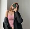 Popular 1806, chaleco de una pieza con espalda descubierta y tirantes cortos con almohadilla para el pecho, prenda exterior sexy para chica, top de tubo corto
