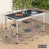 Mesa de Exterior Portátil Liga de Alumínio Dobrável Mesa de Jantar Mesa Dobrável e Cadeiras Mesa de Barraca Mesa com Tubo Quadrado Redondo Mesa Pequena de Piquenique