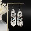 Pendientes Miao de plata de imitación étnica, atracciones turísticas, pendientes de flores bohemias, pendientes largos con borlas, venta al por mayor