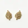 Colgante Mia de Hoja Real de Oro de 16K con Diamantes, Colgante de Hoja Hueca, Conector Doble para Colgantes de Joyería DIY, Accesorios de Cobre