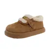 Sapatos Sapatos de Algodão Engrossados Nova Fivela Estilo Birkenstock Quente 2026 Inverno Com Pelúcia Proteção Contra Frio Pão Fundo Plano Botas de Neve Uma Tira