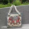 Nuevo Paño de Arena Bolsa de Flores de Seda Dorada Bolso de Hombro Bolso Tote de Gran Capacidad Bolsa de Lona Estilo Nacional Peonía Bolsa de Compras Portátil